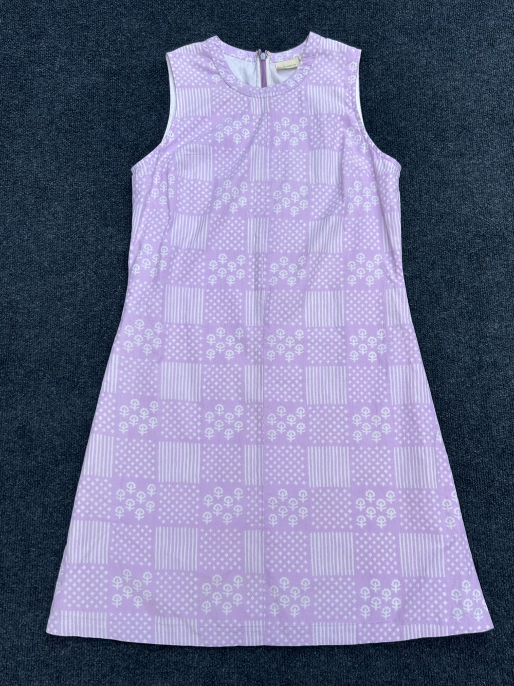 Julia Amory Baby Jane Sleeveless Cotton Dress in Lilac Patchwork Print Medium - Picture 2 of 15